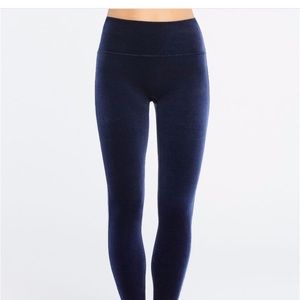 Spanx velvet navy leggings